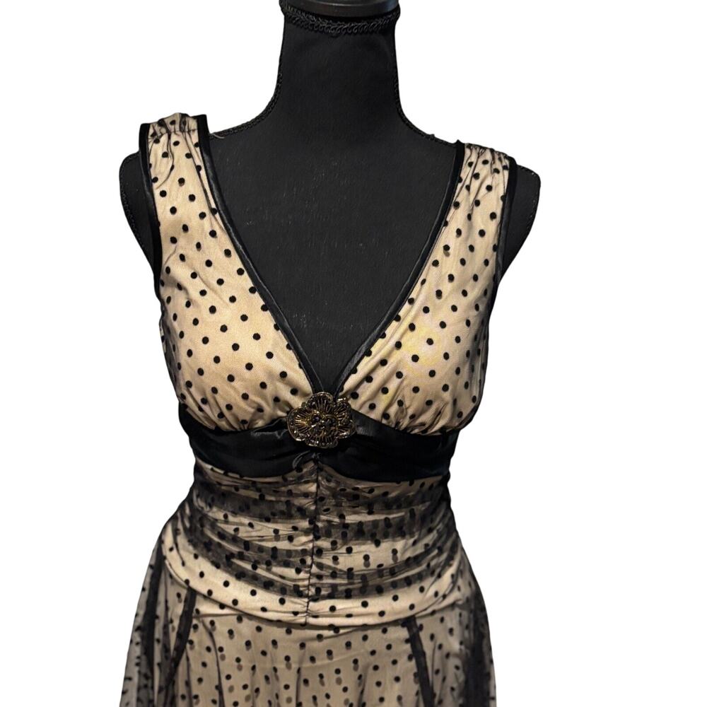 Vintage Dress sz S Black baby doll polka dot y2k Fairy overlay Whimsigoth witchy - Picture 8 of 15